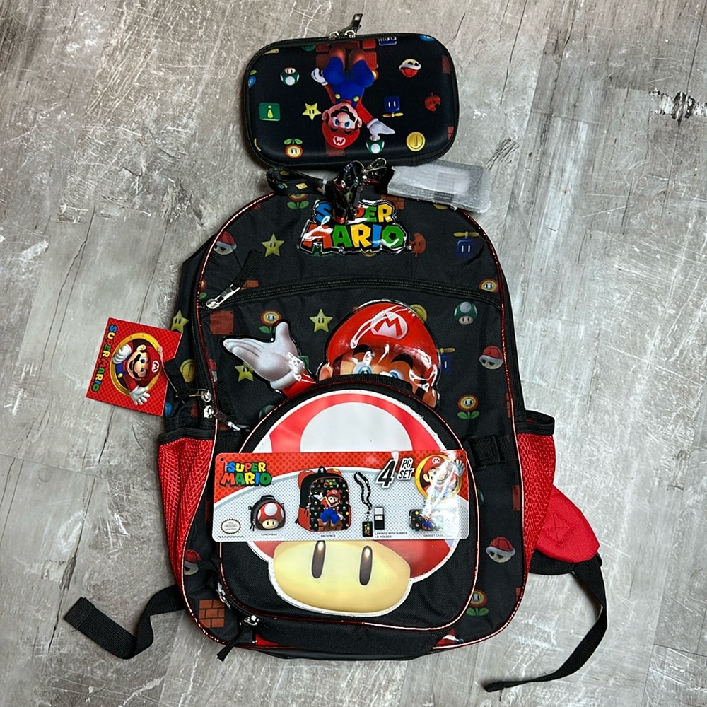Kids Super Mario Backpack (4 piece set)